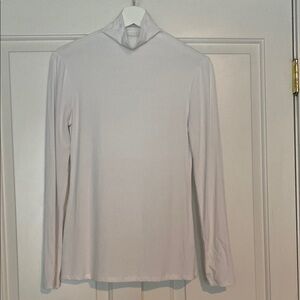 White Mock Neck Long Sleeve Top size S